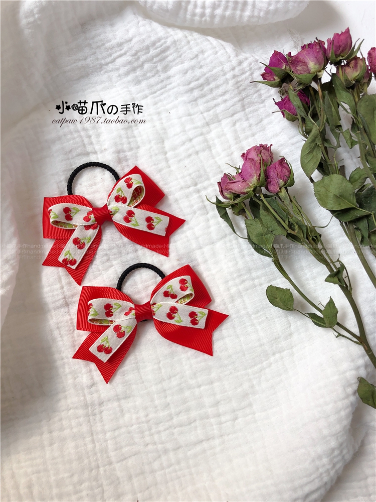 原创手工双层可爱樱桃儿童发饰