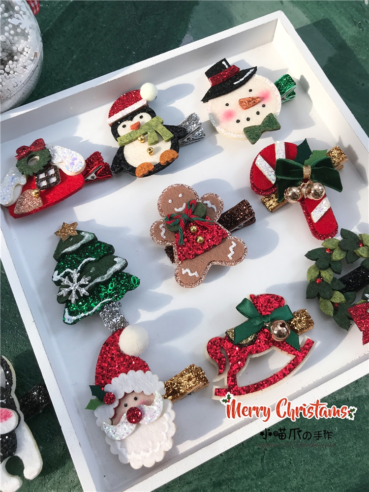 原创手作圣诞老人圣诞节儿童发饰