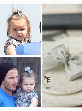 手工欧美明星宝宝同款气质潮宝银灰色蝴蝶结发夹可全包防滑