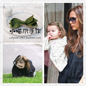 70色小号婴儿安全发饰 6.5cm明星同款送发带军绿色儿童发夹刘海夹