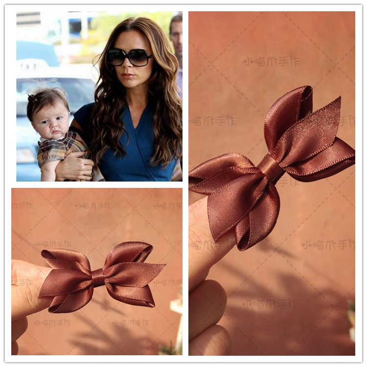 哈珀同款咖啡色别致小蝴蝶结发夹