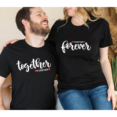 欧美字母永远在一起情侣短袖T恤