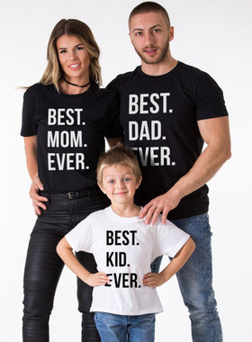 Best Dad Mom Kid Even Family T Shirts纯棉家庭亲字装圣诞礼物