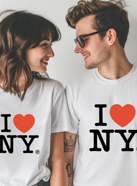 I Love NY New York Couple Lover T Shirt情侣装宽松字母上衣棉