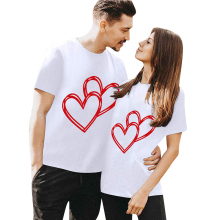 Love Heart Couple T Shirt Lover Clothes情侣装短袖纯棉宽松