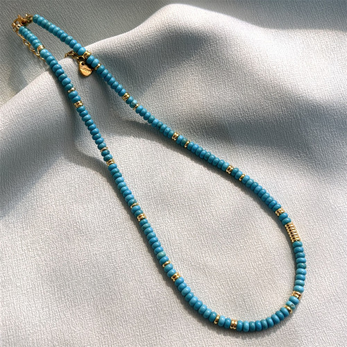 蓝松石天然石女款新中式复古项链