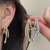 韩系气质不规则四芒星耳钉前后两戴耳环时尚 百搭轻奢高级感耳饰女