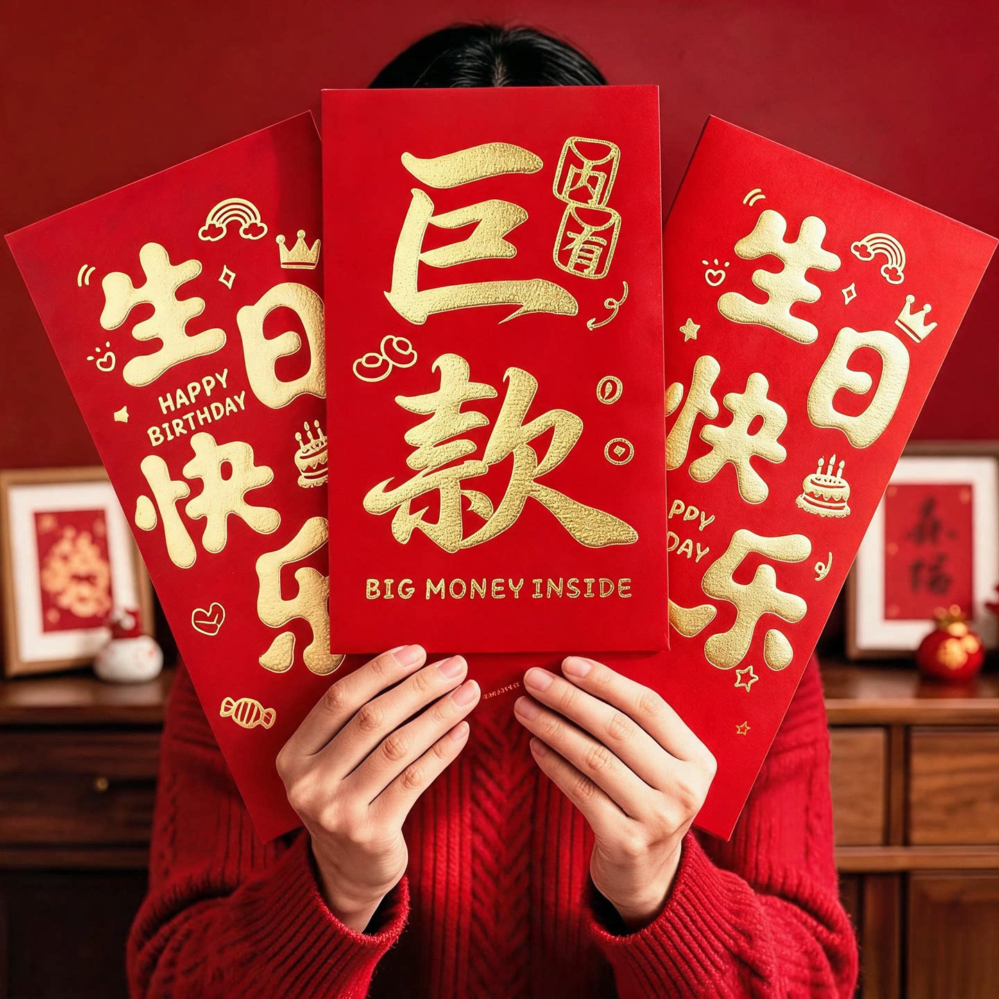 超级大红包2026生日快乐派对布置送礼物创意利是封宴会装饰仪式感