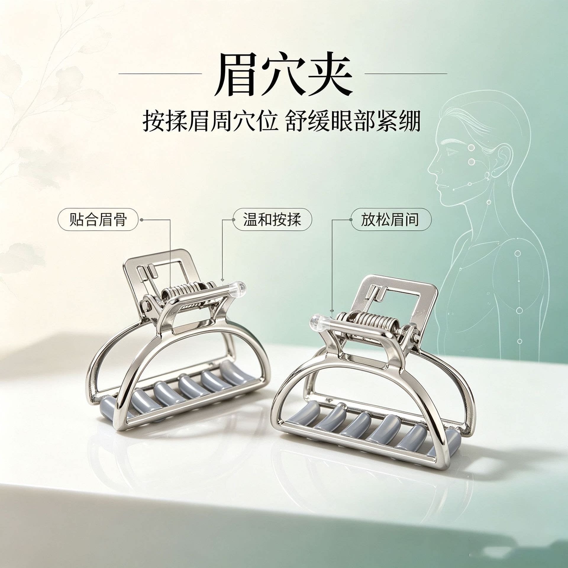 眉部按摩夹缓解偏头疼眼疲劳神器穴位按摩放松减压工具面