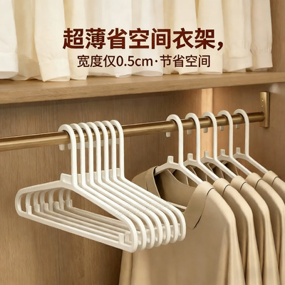 日式无痕防滑长颈衣架加粗宽肩设计承重力强成人宿舍阳台晾衣架