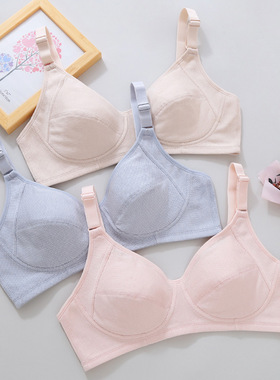 100%纯棉无钢圈薄款女士内衣全罩杯90B95B100B中老年人妈妈文胸罩