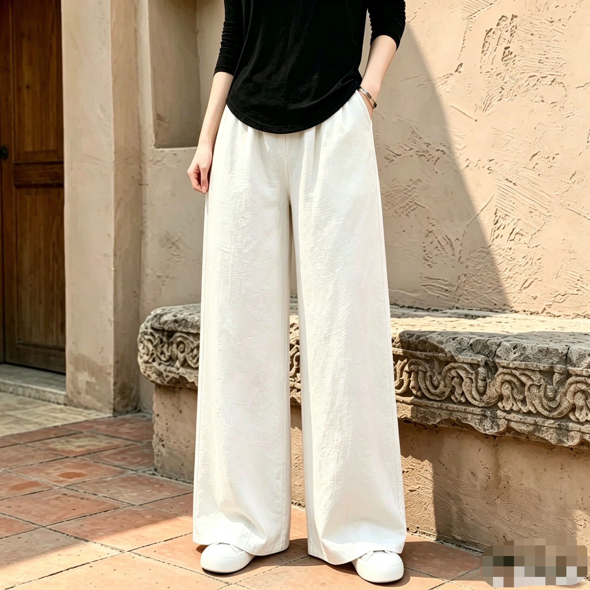 棉麻裤子女夏薄款松弛感凉感直筒休闲裤