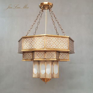 全铜大吊灯摩洛哥阿拉伯风格 酒店大堂别墅中空客厅手工吊灯餐厅灯