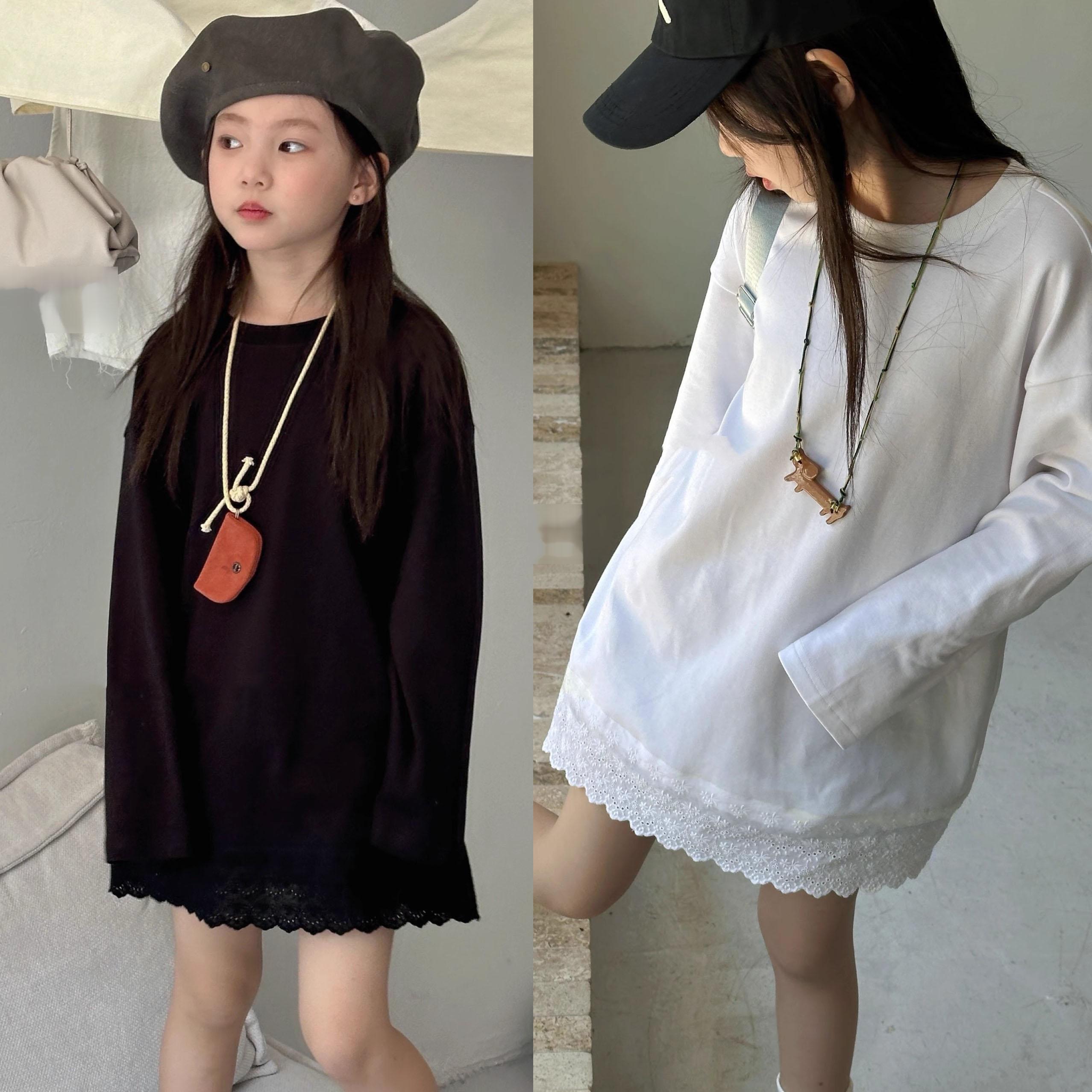 女童T恤蕾丝拼接连衣裙新款女孩春秋装衣服儿童裙子