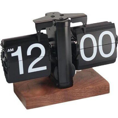 轻奢自动翻页时钟桌面摆件复古机械表摆台式数字钟表创意客厅装饰