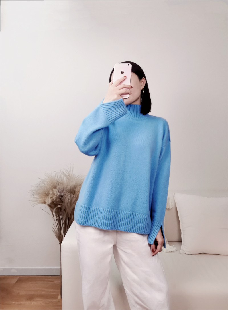 NorthBear 康赛妮100%cashmere超厚款羊绒毛衣 高领秋冬女湖蓝色,女装/女士精品,羊绒衫,淘宝优惠券,粉丝福利购,淘宝优惠卷