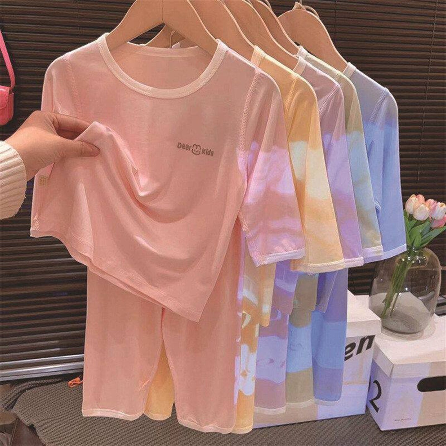 宝宝夏季新款纯色儿童家居服天丝内衣套装男女童睡衣宝宝空调服