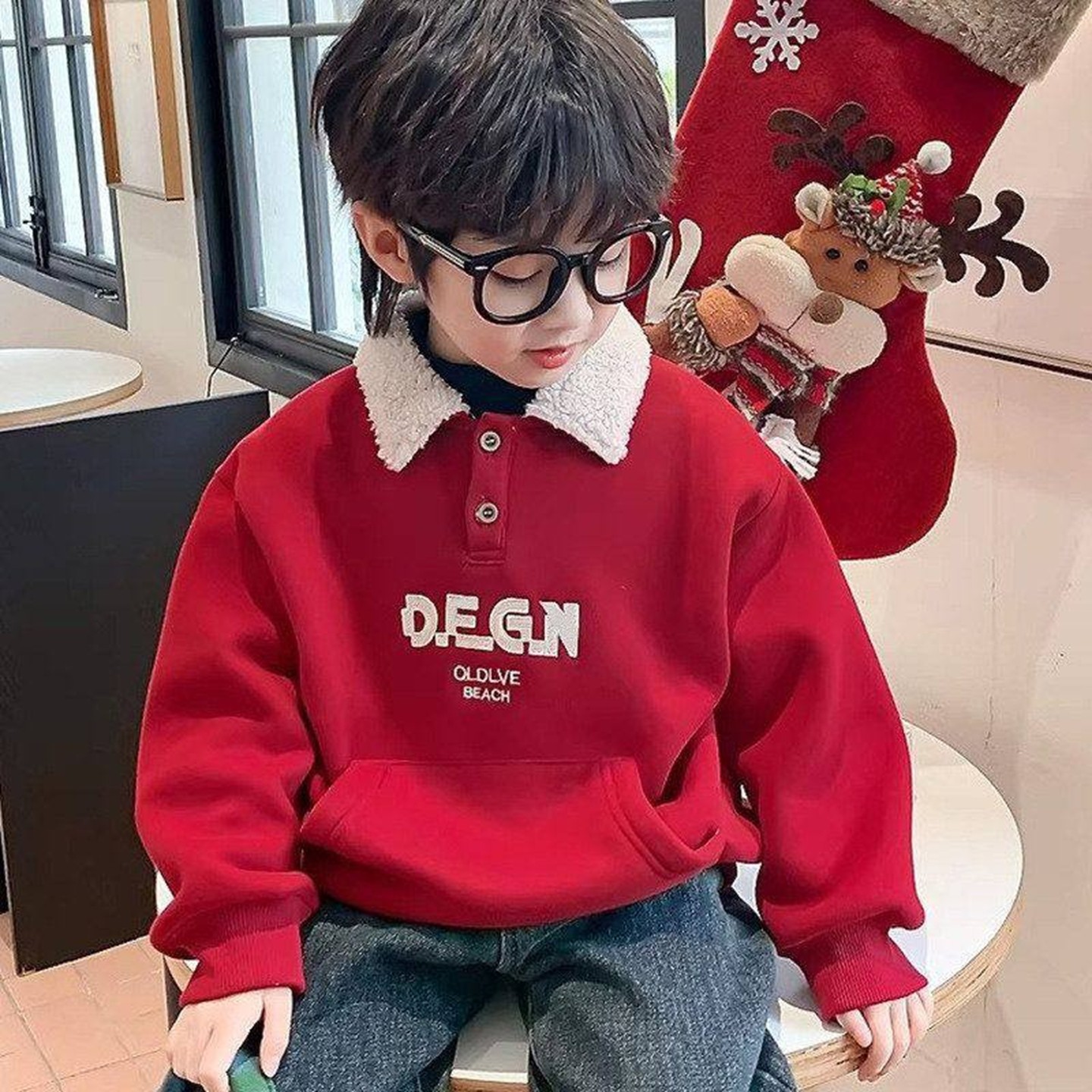 冬季加绒加厚翻领棉质上衣韩版大红卫衣男女童保暖百搭POLO衫儿童,童装/婴儿装/亲子装,儿童POLO衫,淘宝优惠券,粉丝福利购,淘宝优惠卷