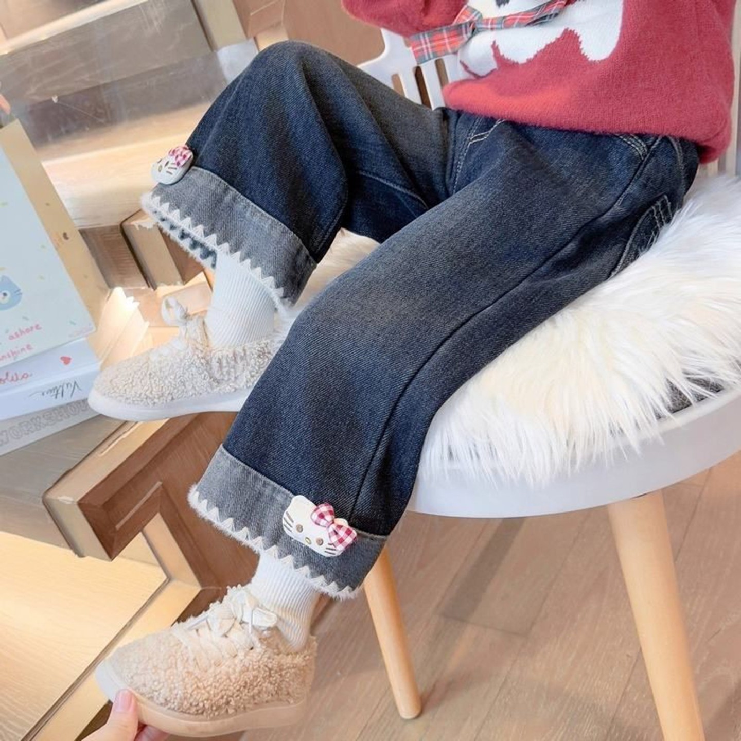 女童加绒牛仔裤冬季2025年新款冬款儿童一体绒裤子宝宝冬装直筒裤,童装/婴儿装/亲子装,儿童牛仔裤,淘宝优惠券,粉丝福利购,淘宝优惠卷