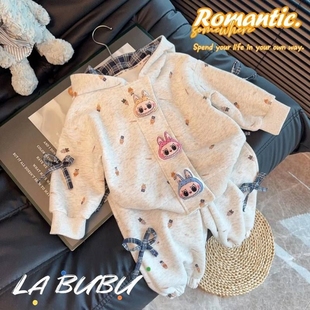 女童亲子装 春秋款 立体玩偶运动连帽两件套 拉布布卫衣套装 2025新款