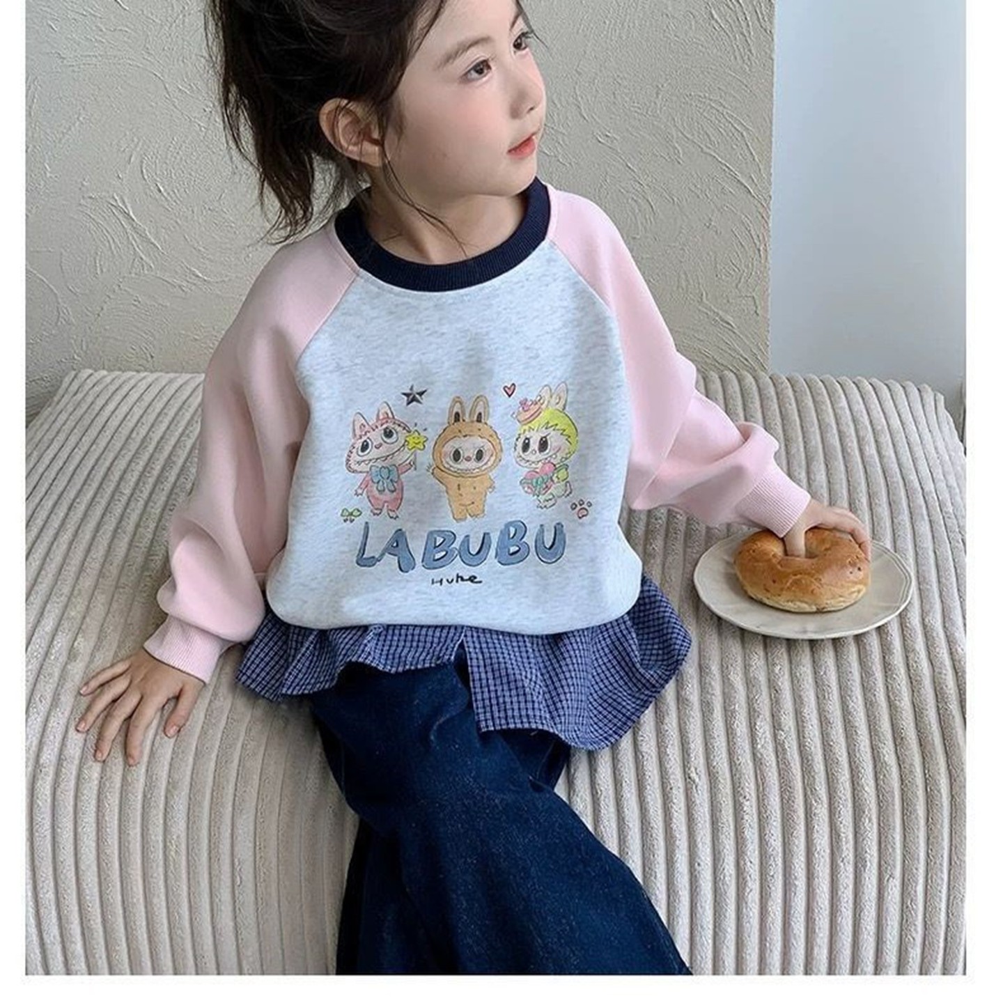 儿童秋冬装优质春季新款卫衣男童圆领卫衣上衣韩版圆领卫衣撞色