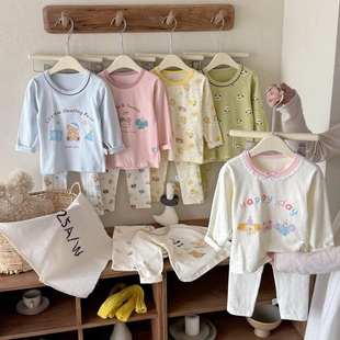 特惠 童装 女童睡衣儿童棉质无骨秋衣秋裤 家居服女宝宝春秋卡通套装