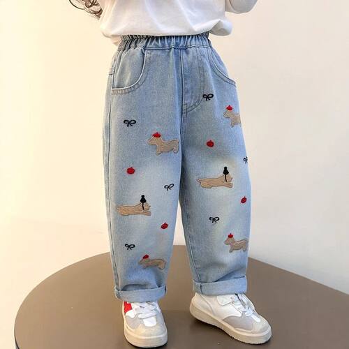 女童牛仔裤春秋款2025新款小女孩