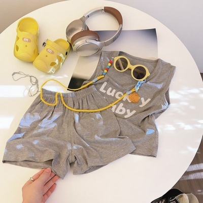 儿童纯棉衣服女童夏套装莫代尔