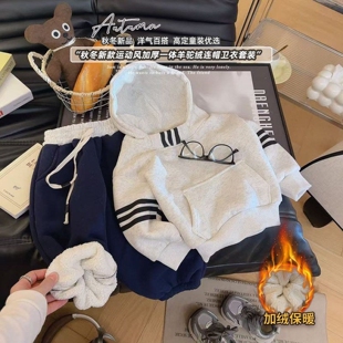 男童服装卫衣套装儿童宽松休闲连帽上衣运动裤帅气时髦两件套