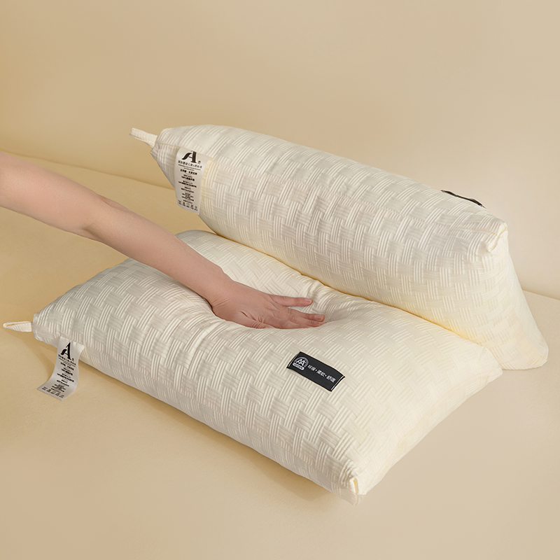 A类母婴华夫格羽丝绒枕头枕芯一对装家用低枕中高枕护颈椎枕单人