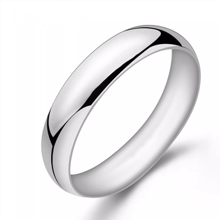 S990足银饰品送女友闺蜜男士婚戒指环七夕情人节光面对戒闭口尾戒