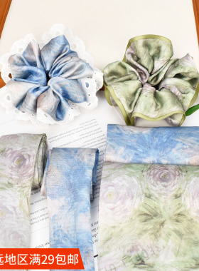 星空蓝色布筒子油画布条大肠圈diy材料 发饰蝴蝶结配件 服装辅料