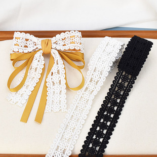 双边蕾丝布艺刺绣花边 diy手工发饰蝴蝶结材料 发夹发箍饰品配件