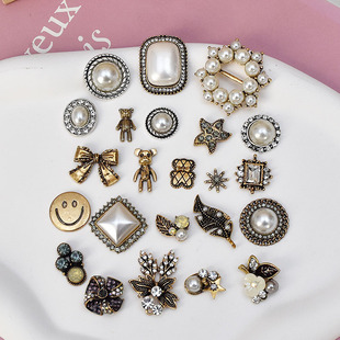 镶水钻珍珠合金圆形方形钻盘蝴蝶结 手工diy发夹发箍饰品配件材料