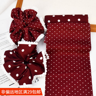 红底白点布艺大肠发圈布料布条 diy手工发饰头饰装饰材料服饰辅料