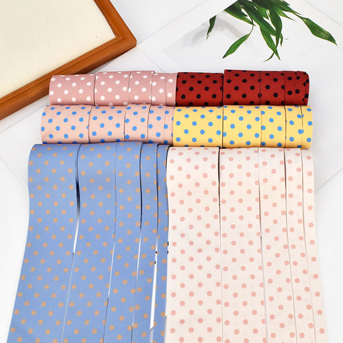 时尚奶油波点布艺丝带印圆点织带 手工diy饰品材料 服饰辅料配件