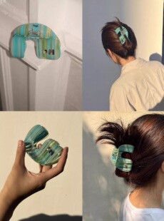 Tagi.Callme拼图肌理宝石发抓发夹鲨鱼亚克力钻石简约气质百搭