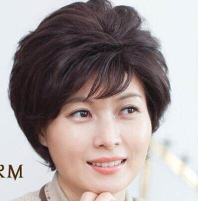 女士女真人蓬松妈妈中老年假发