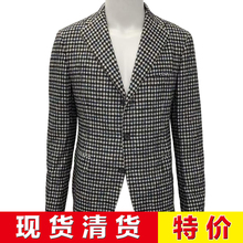 意大利产公价13600经典一线T秋冬经典日常提花撞色格纹薄毛呢西服