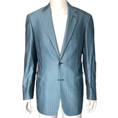 现货清货 秋冬深蓝色条纹西服男