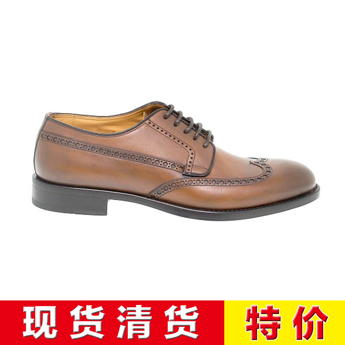 现货清货超低特价 意大利产 一线F 四季深咖色头层牛皮手工德比鞋