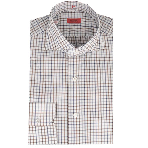 公价6200 那不勒斯顶吉 ISAIA 四季 撞色格纹 海岛棉 长袖衬衫