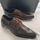 原产 知名 四季 现货清货 咖色蜥蜴皮德比鞋