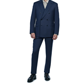 罗马蓝血 双排扣西服套装 四季 手工全麻衬 深蓝色羊毛 调货商品