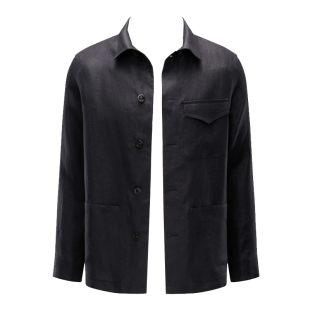 调货 意国原产 布雷西亚 春夏 深蓝色轻薄羊毛老钱风衬衫款夹克 B