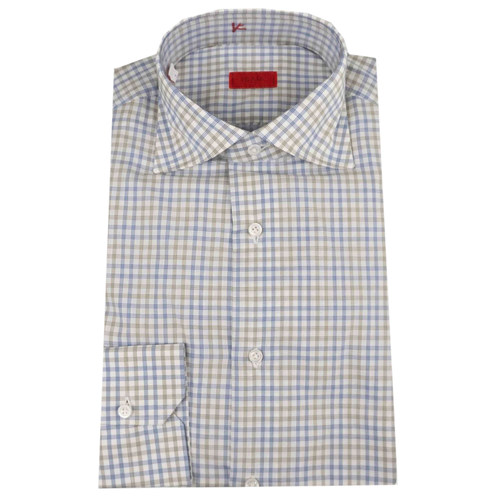 公价6200 那不勒斯顶吉 ISAIA 四季 撞色格纹 海岛棉 长袖衬衫