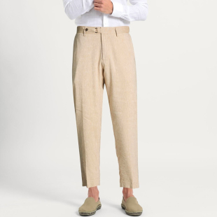 春夏 舒适透气 休闲裤 意国原产 男士 亚麻混纺 调货 老钱风