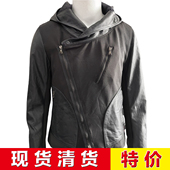 秋冬拼接羔羊皮修身 现货清货 专业 连帽皮衣