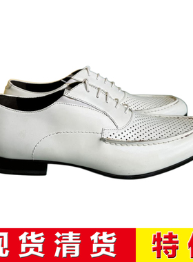 公价5980 意大利一线 ALBERTO GUARDIANI 春夏白色头层牛皮牛津鞋