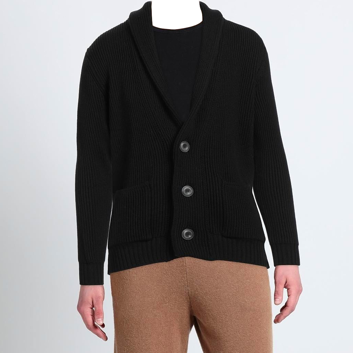 意大利高端一线 Gran sasso 秋冬 黑色羊毛开身老钱风毛衣